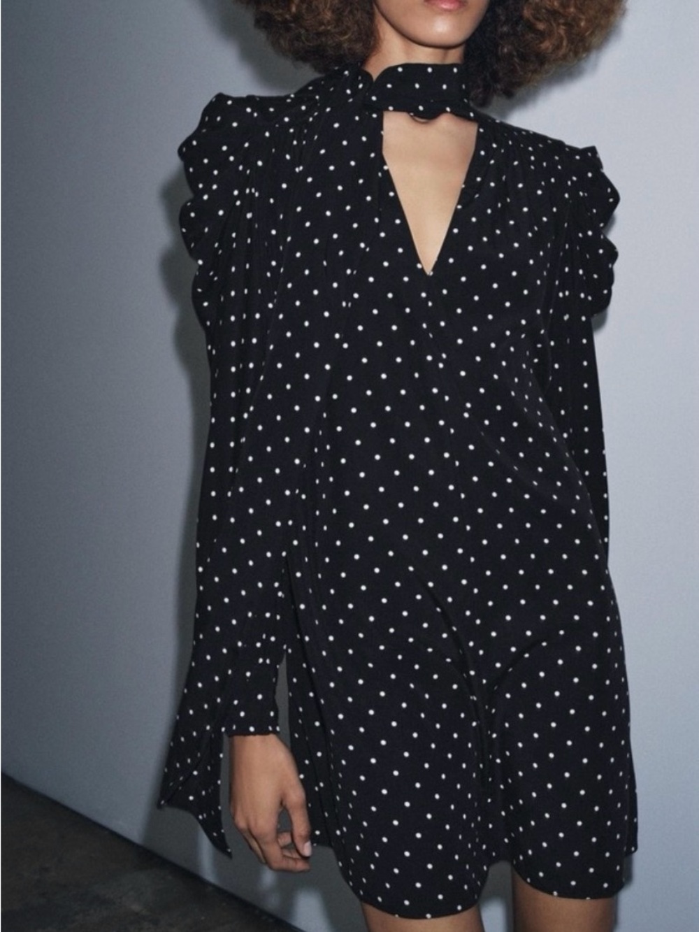Zara polka dot scarf dress size small